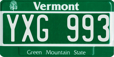 VT license plate YXG993
