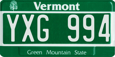 VT license plate YXG994