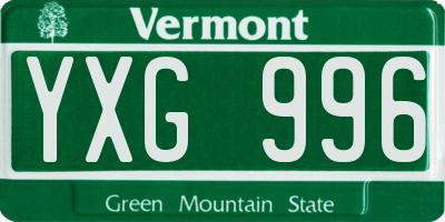 VT license plate YXG996