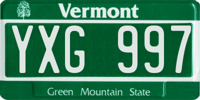 VT license plate YXG997