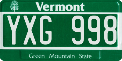 VT license plate YXG998
