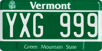 VT license plate YXG999