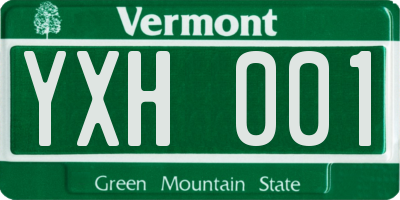 VT license plate YXH001