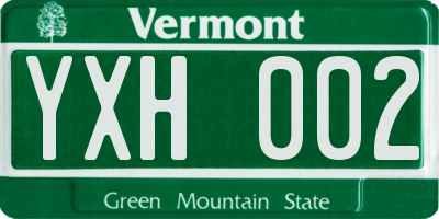 VT license plate YXH002