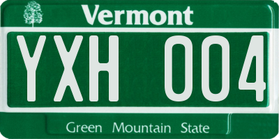 VT license plate YXH004