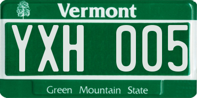 VT license plate YXH005
