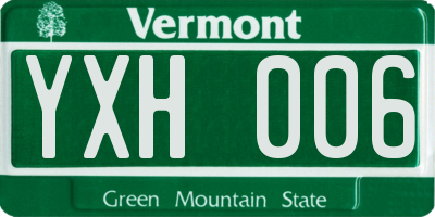 VT license plate YXH006