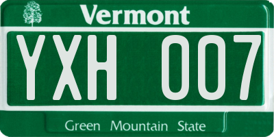 VT license plate YXH007