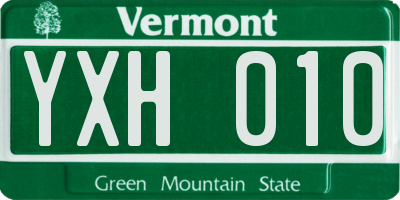 VT license plate YXH010