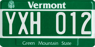 VT license plate YXH012