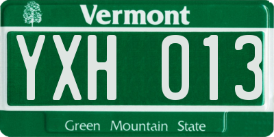 VT license plate YXH013