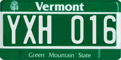 VT license plate YXH016