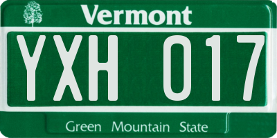 VT license plate YXH017