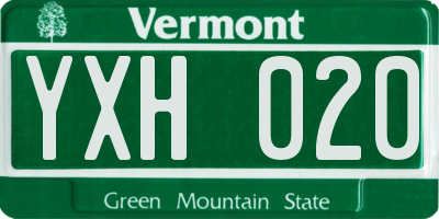 VT license plate YXH020