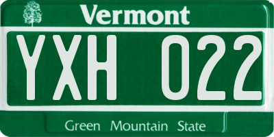 VT license plate YXH022
