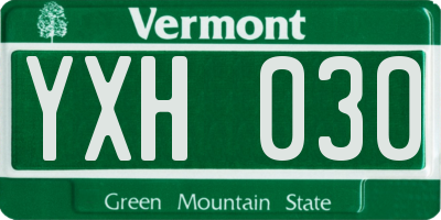VT license plate YXH030
