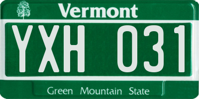 VT license plate YXH031
