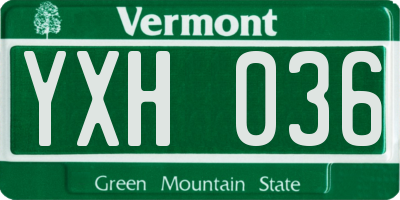 VT license plate YXH036