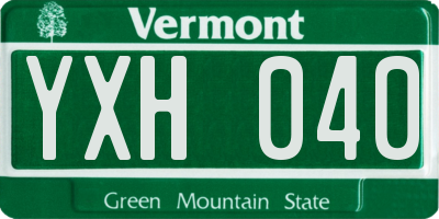 VT license plate YXH040