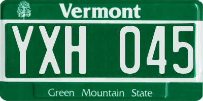 VT license plate YXH045