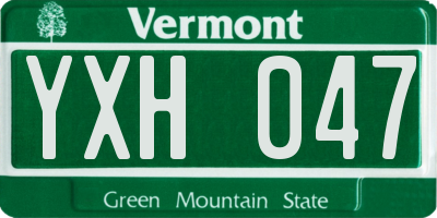 VT license plate YXH047