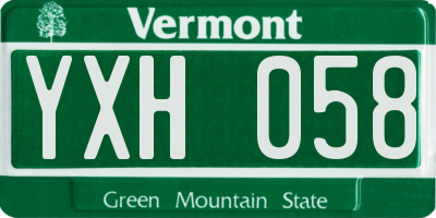 VT license plate YXH058