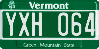 VT license plate YXH064