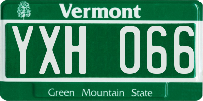 VT license plate YXH066