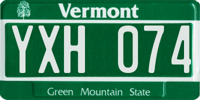 VT license plate YXH074