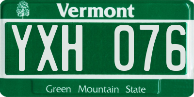 VT license plate YXH076