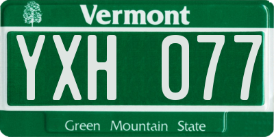 VT license plate YXH077