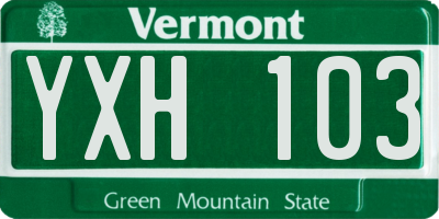 VT license plate YXH103