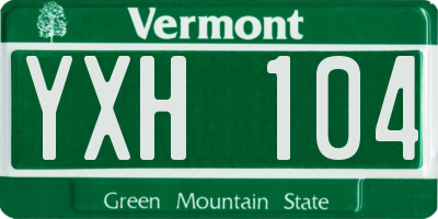 VT license plate YXH104