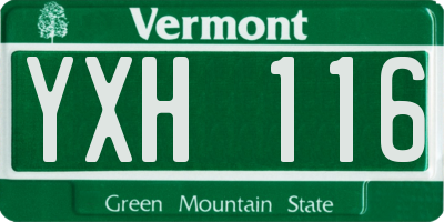 VT license plate YXH116