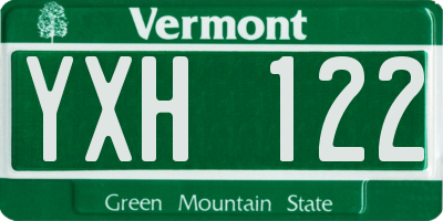 VT license plate YXH122