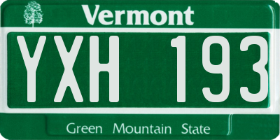 VT license plate YXH193