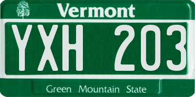 VT license plate YXH203