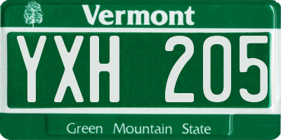 VT license plate YXH205