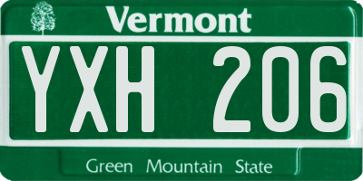 VT license plate YXH206