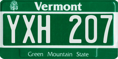 VT license plate YXH207