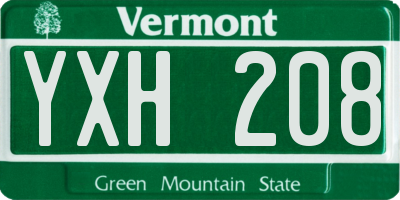VT license plate YXH208