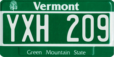 VT license plate YXH209