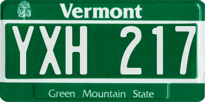 VT license plate YXH217