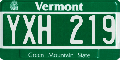 VT license plate YXH219