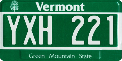 VT license plate YXH221