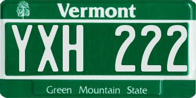 VT license plate YXH222