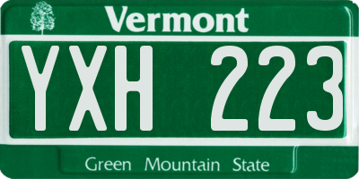 VT license plate YXH223