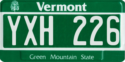 VT license plate YXH226