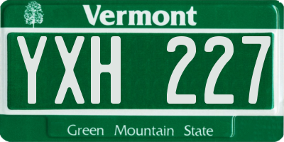 VT license plate YXH227