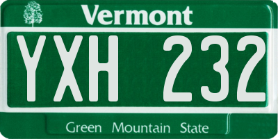 VT license plate YXH232